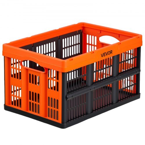 Plastic Collapsible Storage Bins, 45L 6 Packs, Stackable Folding Storage Crates with Handles, Holds 33 lbs Per Bin, Foldable Heavy Duty Containers, Space-Saving Baskets, for Home Organizing