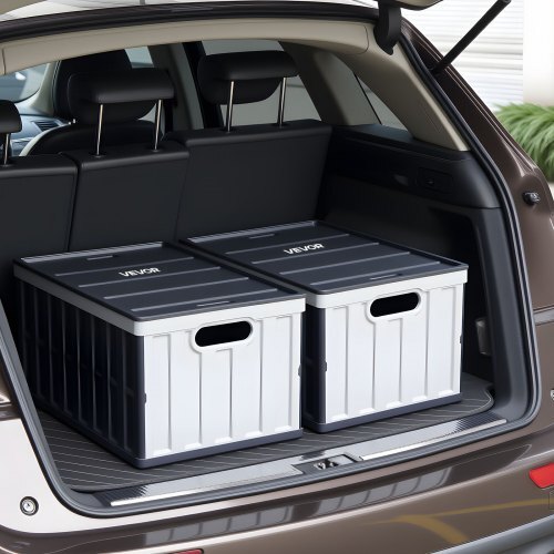 Plastic Collapsible Storage Bins with Lids, 65L 2 Packs, Stackable Folding Storage Crates with Handles, Holds 84 lbs Per Bin, Heavy Duty Containers, Space-Saving Baskets, for Home Organizing