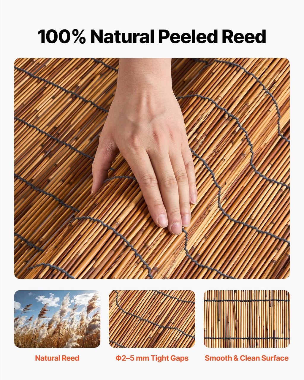 Natural Reed Fencing, 4 ft x 16.4 ft, 2 Pack Decorative Natural Reed Fencing Roll, Decorative Fence for Divider, Privacy Screen Panel Curtain for Balcony Patio Garden Backyard Outdoor, Brown