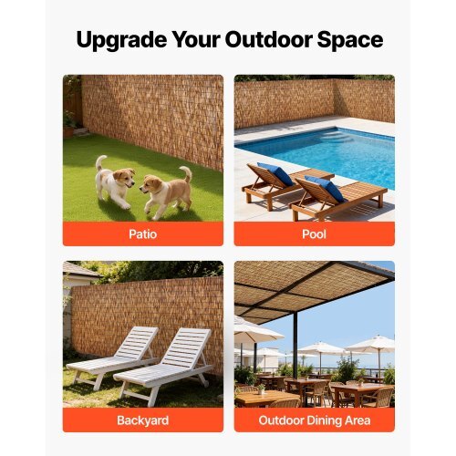 Natural Reed Fencing, 4 ft x 16.4 ft, 2 Pack Decorative Natural Reed Fencing Roll, Decorative Fence for Divider, Privacy Screen Panel Curtain for Balcony Patio Garden Backyard Outdoor, Brown