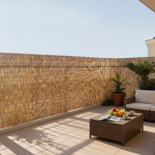 Natural Reed Fencing, 4 ft x 16.4 ft, 2 Pack Decorative Natural Reed Fencing Roll, Decorative Fence for Divider, Privacy Screen Panel Curtain for Balcony Patio Garden Backyard Outdoor, Brown