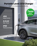 Level 2 Tesla Charger, 40 Amp Adjustable Current, 240V Portable Home Electric Car EV Charger with 25 ft Charging Cable, NEMA 14-50P Plug, LCD Display, NACS Connector, for Tesla Model Y/X/3/S