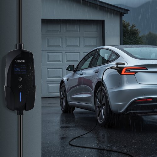 Level 2 Tesla Charger, 40 Amp Adjustable Current, 240V Portable Home Electric Car EV Charger with 25 ft Charging Cable, NEMA 14-50P Plug, LCD Display, NACS Connector, for Tesla Model Y/X/3/S