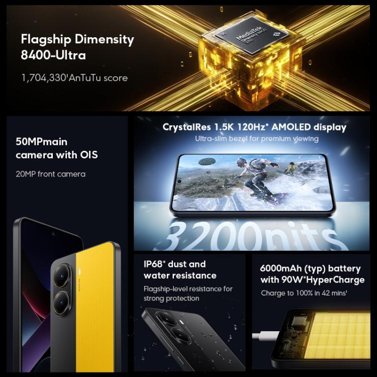 [HK Warehouse] Xiaomi POCO X7 Pro 5G Global, 12GB+512GB, In-screen Fingerprint, 6.67 inch Xiaomi HyperOS 2 MediaTek Dimensity 8400-Ultra Octa Core, NFC, Network: 5G (Black)