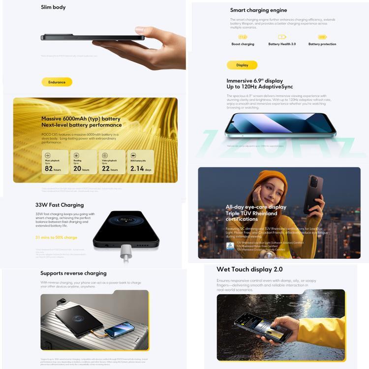 [HK Warehouse] Xiaomi POCO C85 Global, 8GB+256GB, Side Fingerprint, 6.9 inch Xiaomi HyperOS 2 MediaTek Helio G81-Ultra Octa Core, NFC, Network: 4G (Black)