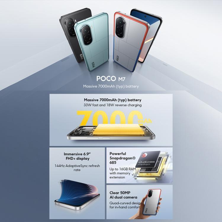 [HK Warehouse] Xiaomi POCO M7 Global, 6GB+128GB, Side Fingerprint, 6.9 inch Xiaomi HyperOS 2 Snapdragon 685 4G Octa Core, NFC, Network: 4G (Black)