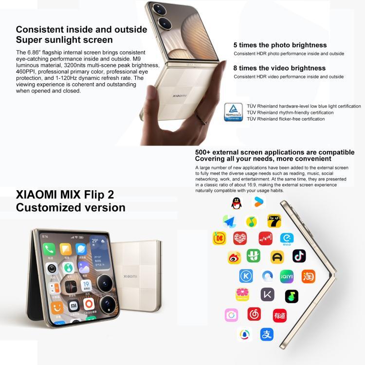 Xiaomi MIX Flip 2 Customized, 12GB+512GB, 6.86 inch + 4.01 inch Xiaomi HyperOS 2 Snapdragon 8 Elite Octa Core, NFC, Network: 5G (Pink)