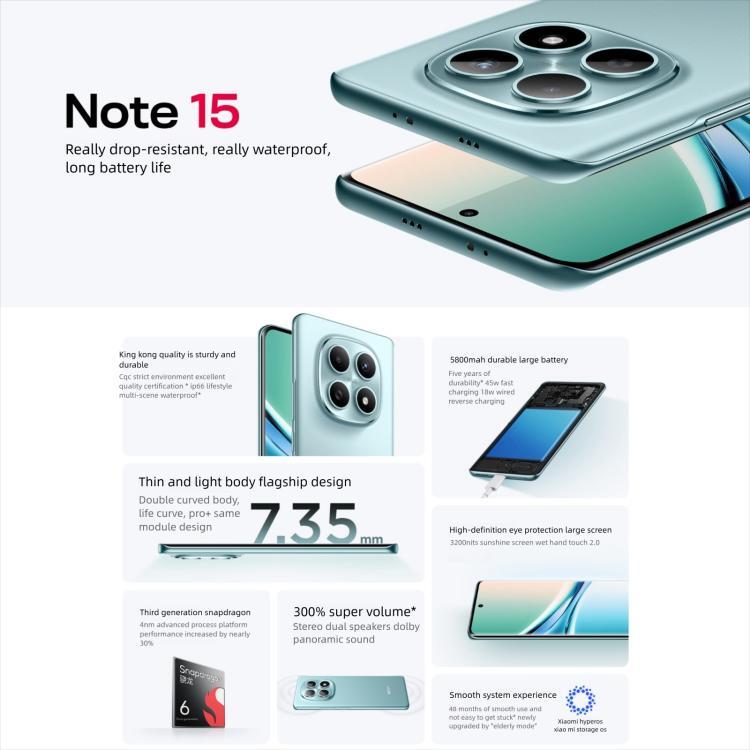 Xiaomi Redmi Note 15 5G, 12GB+256GB, 6.77 inch Xiaomi HyperOS 2 Snapdragon 6 Gen 3 Octa Core, Network: 5G (Black)