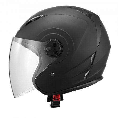 Motorcycle Helmet, 3/4 Open Face, Adult Motocross Dirt Bike Helmet with Clear Visor, Comfortable Motorbike Racing Street with Detachable Liner for Men & Women, DOT Approved, (Matte Black, XL)