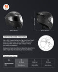 Motorcycle Helmet, Modular, Adult Motocross Dirt Bike Helmet with Large Clear Visor, Comfortable Motorbike Racing Street with Detachable Liner for Men & Women, DOT Approved, (Matte Black, M)