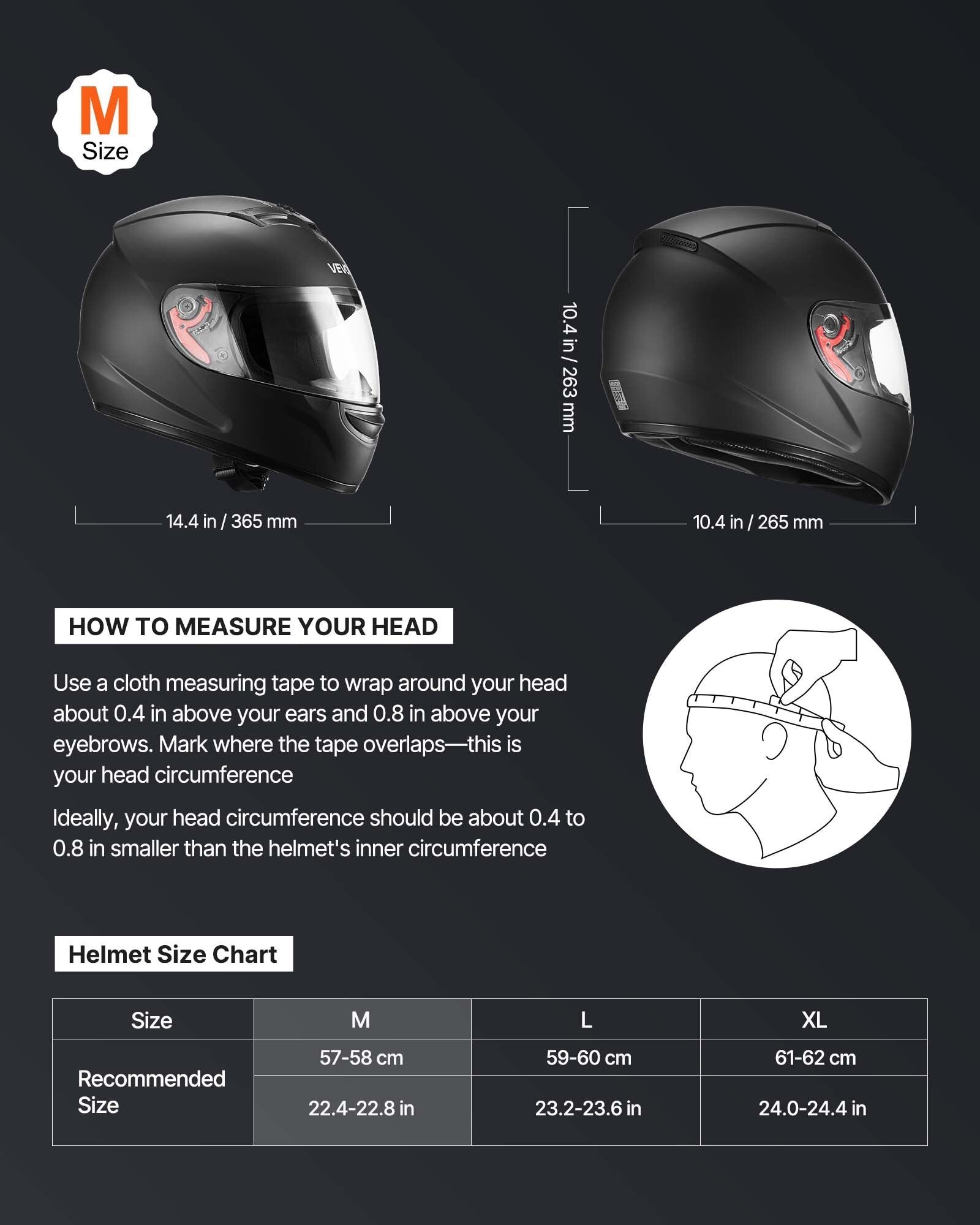 Motorcycle Helmet, Full Face, Adult Motocross Dirt Bike Helmet with Tinted and Clear Dual Visor, Motorbike Racing Street with Detachable Liner for Men & Women, DOT Approved, (Matte Black, M)