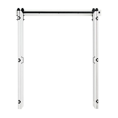 Bifold Barn Door, 72" x 84", MDF Bi-Fold Sliding Closet Doors, Hardware Kit Included, H-Frame Space-Saving Design, Pre-Assembled Panels for Bedroom, Living Room, Wardrobe and Room Divider, White