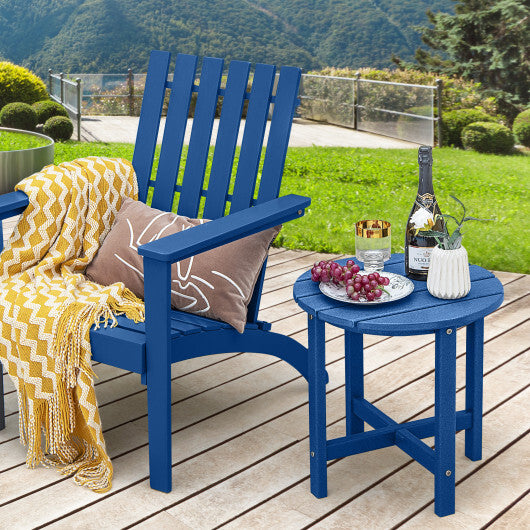 Set of 2 18 Inch Round Weather-Resistant Adirondack Side Tables-Navy - Color: Navy