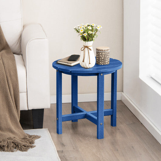 Set of 2 18 Inch Round Weather-Resistant Adirondack Side Tables-Navy - Color: Navy
