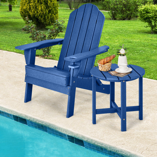 Set of 2 18 Inch Round Weather-Resistant Adirondack Side Tables-Navy - Color: Navy