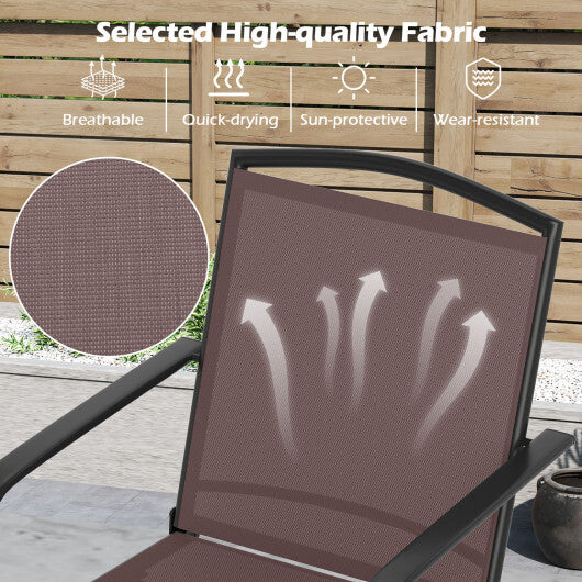 Outdoor Swivel Chairs Set of 2 with High Back and Breathable Seat-Coffee - Color: Coffee