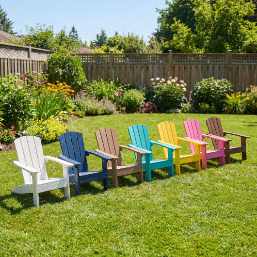 Set of 2 Kid's Adirondack Chair with with High Backrest and Armrests-Brown - Color: Brown