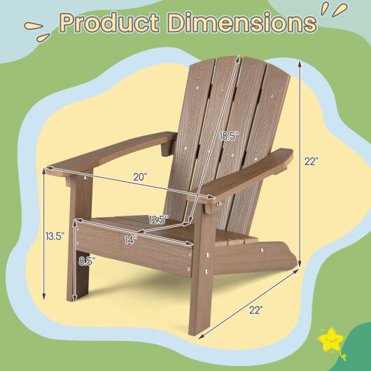 Set of 2 Kid's Adirondack Chair with with High Backrest and Armrests-Brown - Color: Brown