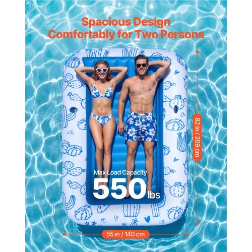 Inflatable Pool Float with UPF 50+ Canopy, 82" x 55" Large Tanning Pool Floating Lounger for Adults, 550LBS Capacity Sunbathing Lounger Floaties with Pillow, Phone & Cup Holder for Water Fun