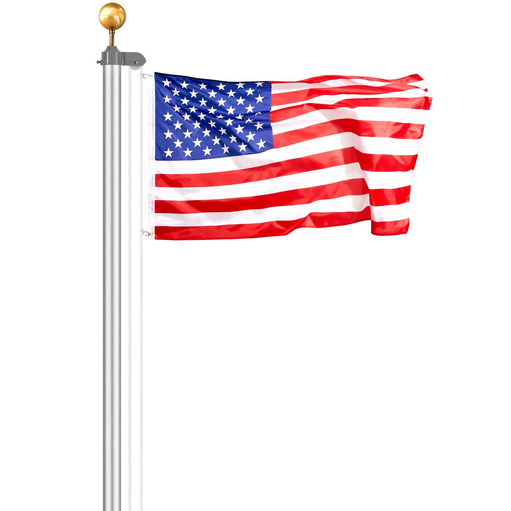 25FT Sectional Flag pole Kit, Heavy Duty Aluminum Alloy in Ground Flag poles for Outside, 3 Display Modes Flagpole with 3x5 American Flag, Professional Accessories, Silver