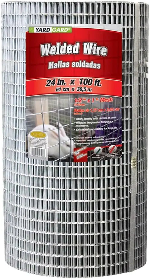 1x1 Inch Mesh Welded Wire Fence, 36in x 100ft, Galvanized Steel for Animal Enclosures and Garden Protection