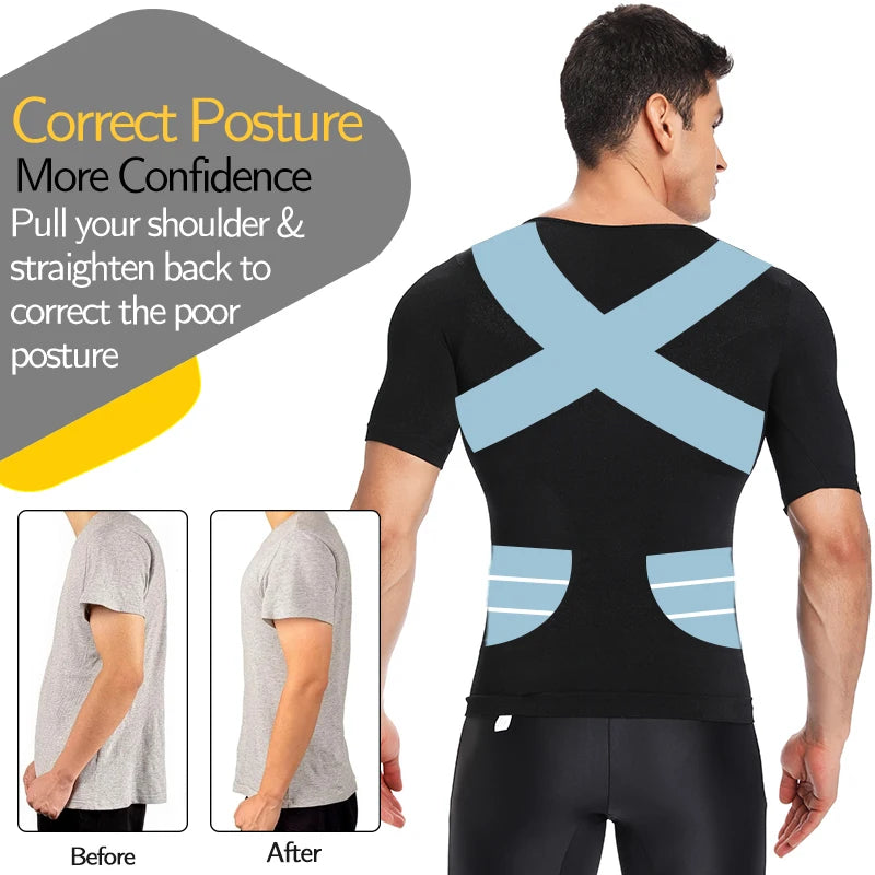 Men's Slimming Compression T-Shirt Body Shaper Undershirt for Weight Loss and Gynecomastia Muscle Tank Tops with Soft Design