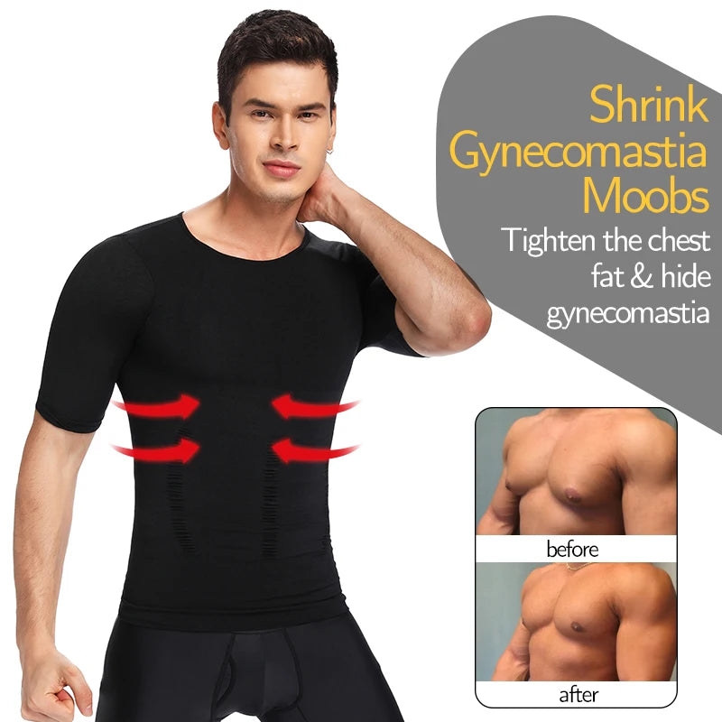 Men's Slimming Compression T-Shirt Body Shaper Undershirt for Weight Loss and Gynecomastia Muscle Tank Tops with Soft Design