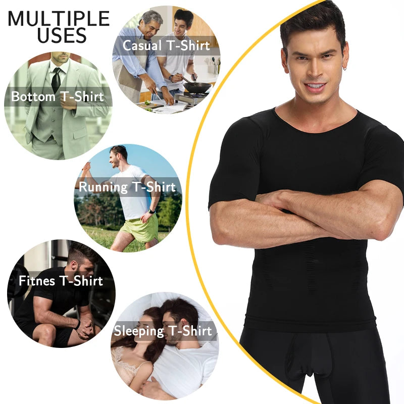 Men's Slimming Compression T-Shirt Body Shaper Undershirt for Weight Loss and Gynecomastia Muscle Tank Tops with Soft Design