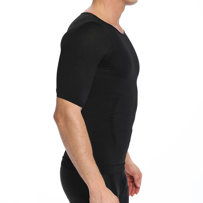 Men's Slimming Compression T-Shirt Body Shaper Undershirt for Weight Loss and Gynecomastia Muscle Tank Tops with Soft Design