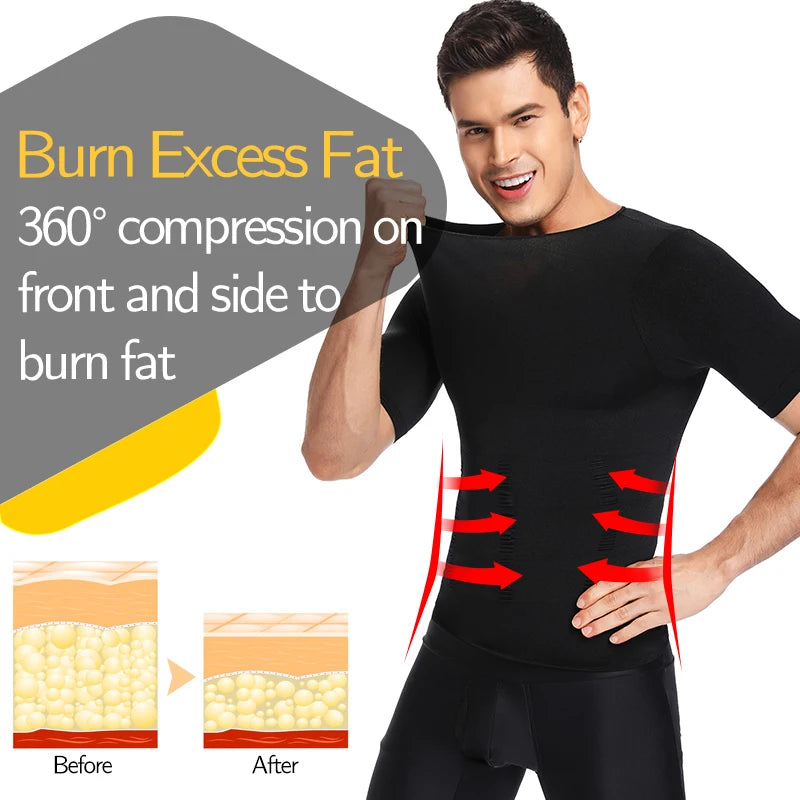 Men's Slimming Compression T-Shirt Body Shaper Undershirt for Weight Loss and Gynecomastia Muscle Tank Tops with Soft Design