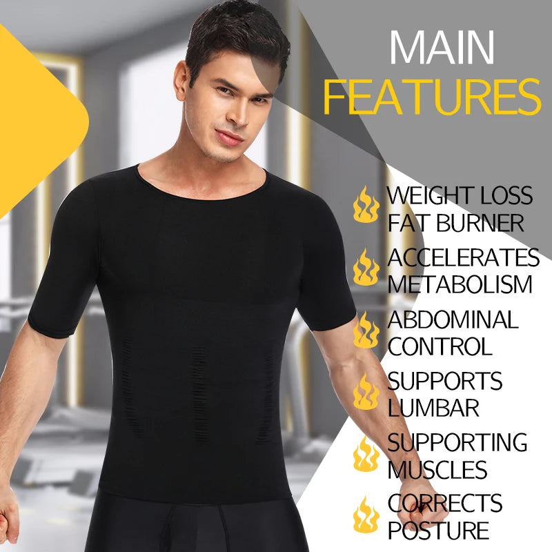 Men's Slimming Compression T-Shirt Body Shaper Undershirt for Weight Loss and Gynecomastia Muscle Tank Tops with Soft Design