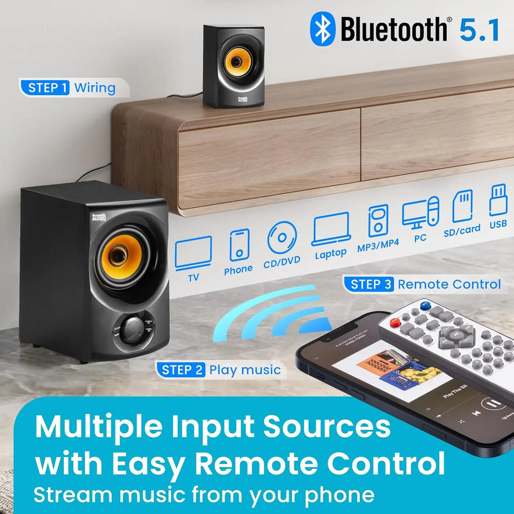 700W Bluetooth Home Theater Speaker System with Powered Subwoofer, 5.1 Channel Audio for Immersive Sound