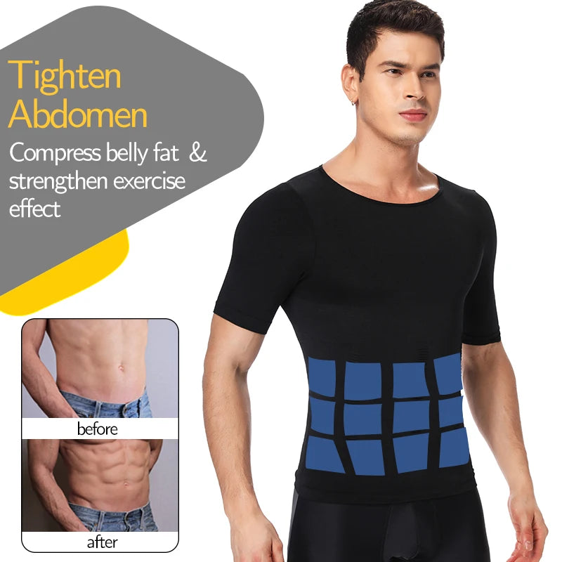 Men's Slimming Compression T-Shirt Body Shaper Undershirt for Weight Loss and Gynecomastia Muscle Tank Tops with Soft Design
