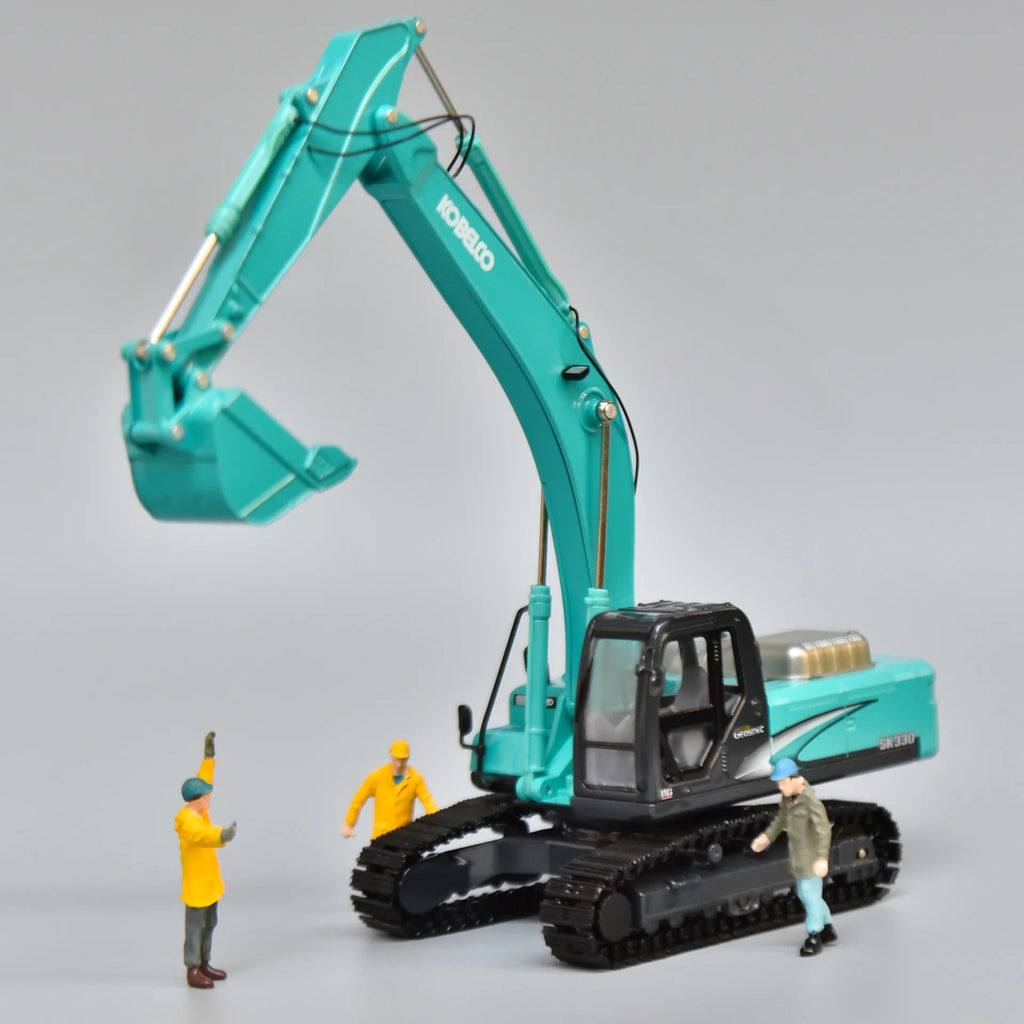KOBELCO Original Factory Simulation of Shensteel SK330 Alloy Excavator Model with Super 8 Metal Decorative Ornaments 1/50
