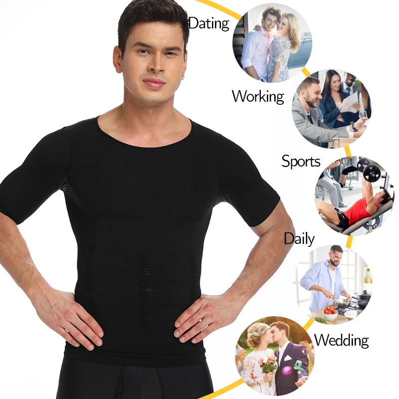 Men's Slimming Compression T-Shirt Body Shaper Undershirt for Weight Loss and Gynecomastia Muscle Tank Tops with Soft Design