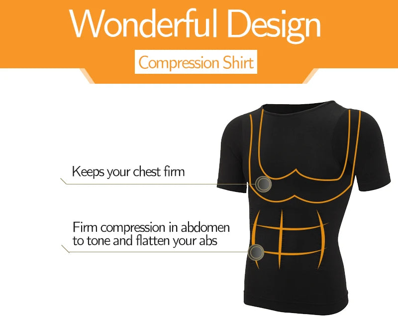 Men's Slimming Compression T-Shirt Body Shaper Undershirt for Weight Loss and Gynecomastia Muscle Tank Tops with Soft Design
