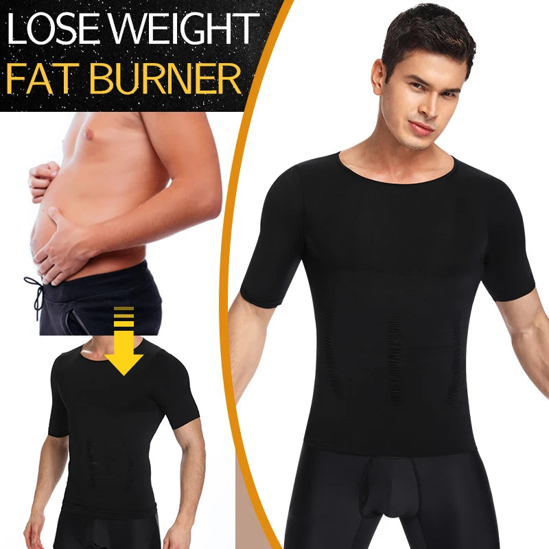 Men's Slimming Compression T-Shirt Body Shaper Undershirt for Weight Loss and Gynecomastia Muscle Tank Tops with Soft Design