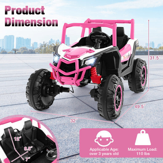 2-Seater Kids Ride on UTV with 2.4G Remote Control for over 3 Years Old Children-Pink - Color: Pink