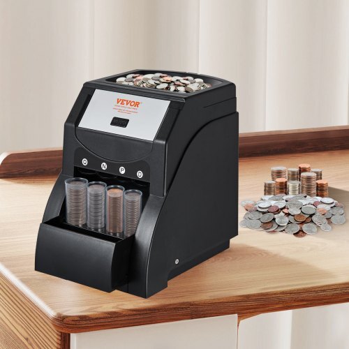 USD Coin Sorter, Coin Sorter Machine for USD Coin 1? 5? 10? 25?, Sorts up to 230 Coins/min, Coin Sorter and Wrapper Machine Holds 200 Coins Included 4 Coin Tubes, Black