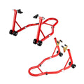 Motorcycle Stand Lift, 850lbs Capacity Front Rear Combo Stand Lift, Front Wheel Dual-Fork Stand, Rear U+L Fork Swingarm Spool Stand, for Most Yamaha Honda Kawasaki Suzuki Motorcycles, Red