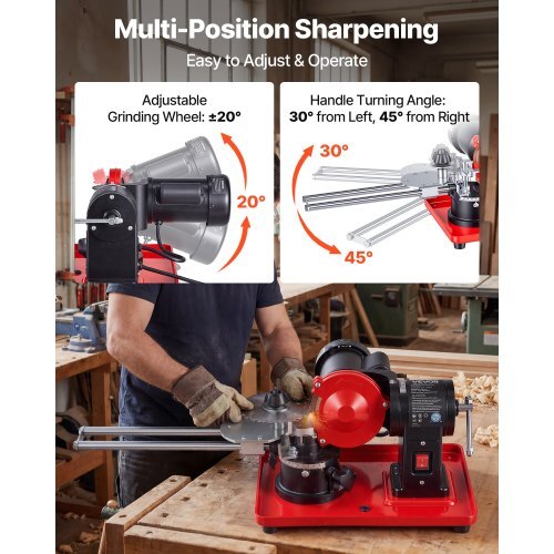 Circular Saw Blade Sharpener, 370W 3590RPM Rotary Angle Mill Grinder Sharpening Machine with 5" Grinding Wheel & 6 Saw Centerings - Fits ?3.2" to ?27.5" Circular Saw Blades