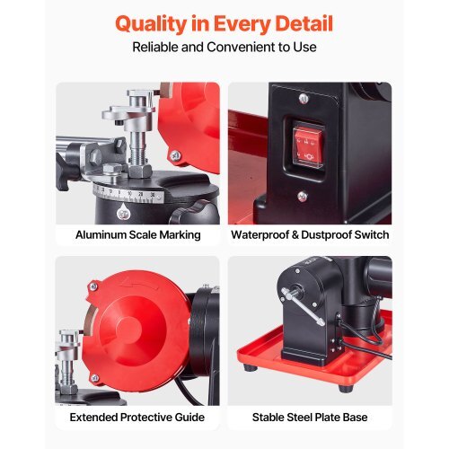 Circular Saw Blade Sharpener, 370W 3590RPM Rotary Angle Mill Grinder Sharpening Machine with 5" Grinding Wheel & 6 Saw Centerings - Fits ?3.2" to ?27.5" Circular Saw Blades