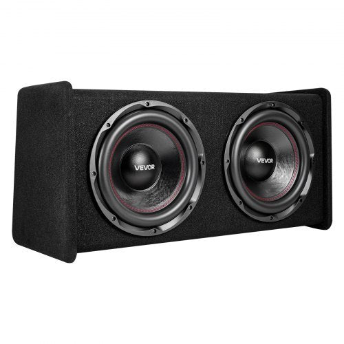 Subwoofer Bass Package, 12 in, 490W RMS, Dual Car Audio Subwoofer and Amp Package, with Loaded Enclosure, Separate Amplifier, and Wiring Kit, for Various Vehicles Trunks, Car Audio Systems