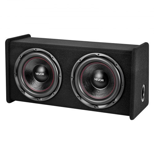 Subwoofer Bass Package, 12 in, 490W RMS, Dual Car Audio Subwoofer and Amp Package, with Loaded Enclosure, Separate Amplifier, and Wiring Kit, for Various Vehicles Trunks, Car Audio Systems