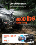 6000 lbs Electric Winch, 12V DC ATV/UTV Winch with ?0.24 in x 49.2 ft Synthetic Rope, Wireless & Wired Remote Control, IP55 Waterproof, with Fairlead Mount Plate for Towing ATV UTV Off-Road