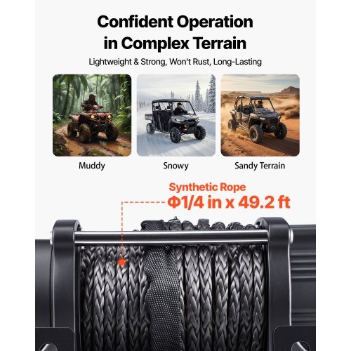6000 lbs Electric Winch, 12V DC ATV/UTV Winch with ?0.24 in x 49.2 ft Synthetic Rope, Wireless & Wired Remote Control, IP55 Waterproof, with Fairlead Mount Plate for Towing ATV UTV Off-Road