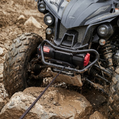 6000 lbs Electric Winch, 12V DC ATV/UTV Winch with ?0.24 in x 49.2 ft Synthetic Rope, Wireless & Wired Remote Control, IP55 Waterproof, with Fairlead Mount Plate for Towing ATV UTV Off-Road