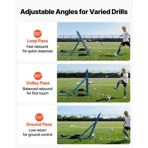 Soccer Rebounder Net, Quick-Switch Angle Soccer Goal Rebounder for Control, Passing Practice, Heavy-Duty Iron Frame & PE Net, Easy Setup Ball Training Aids & Equipment for Teens&Adults,6 x 4 ft