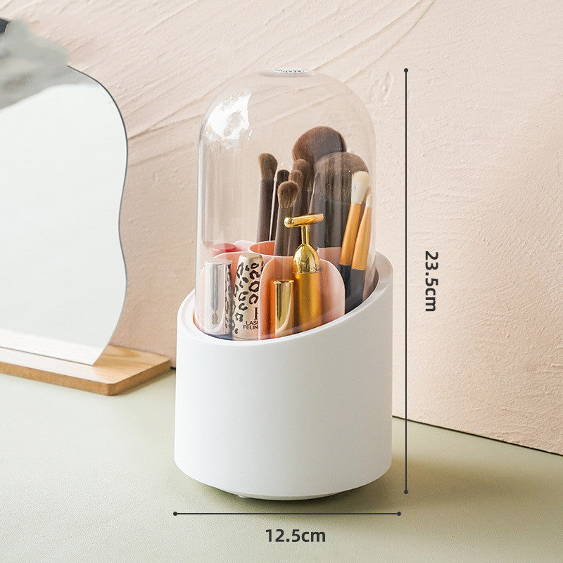 Dust Proof Household Acrylic Lipstick Cosmetic Storage Box Rotating Brush Barrel