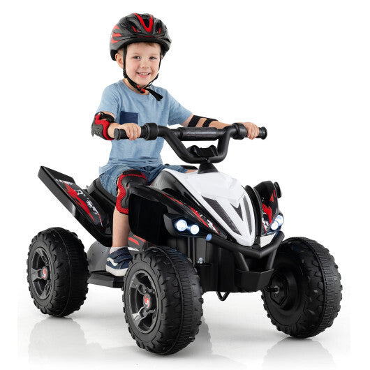 Costway 12V Kids Ride On ATV 4-Wheeler Quad with LED Lights and 7 mph Max Speed-Black - Color: Black